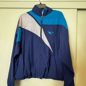 Reebok Blue and White Windbreaker